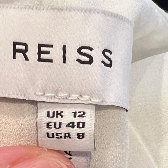 Reiss Women’s Dress Size 12 Sofia Flippy Striped Mini White Green Stripe - Picture 11 of 14